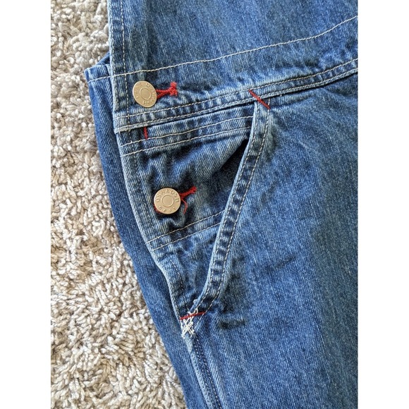 Osh Kosh B'Gosh Denim Bib Overalls Carpenter Red Stitch 30x34 - Picture 4 of 9